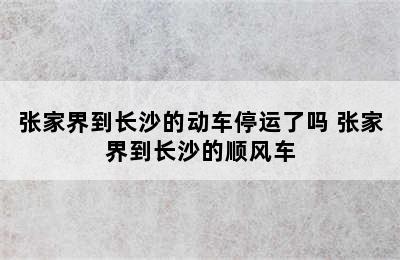 张家界到长沙的动车停运了吗 张家界到长沙的顺风车